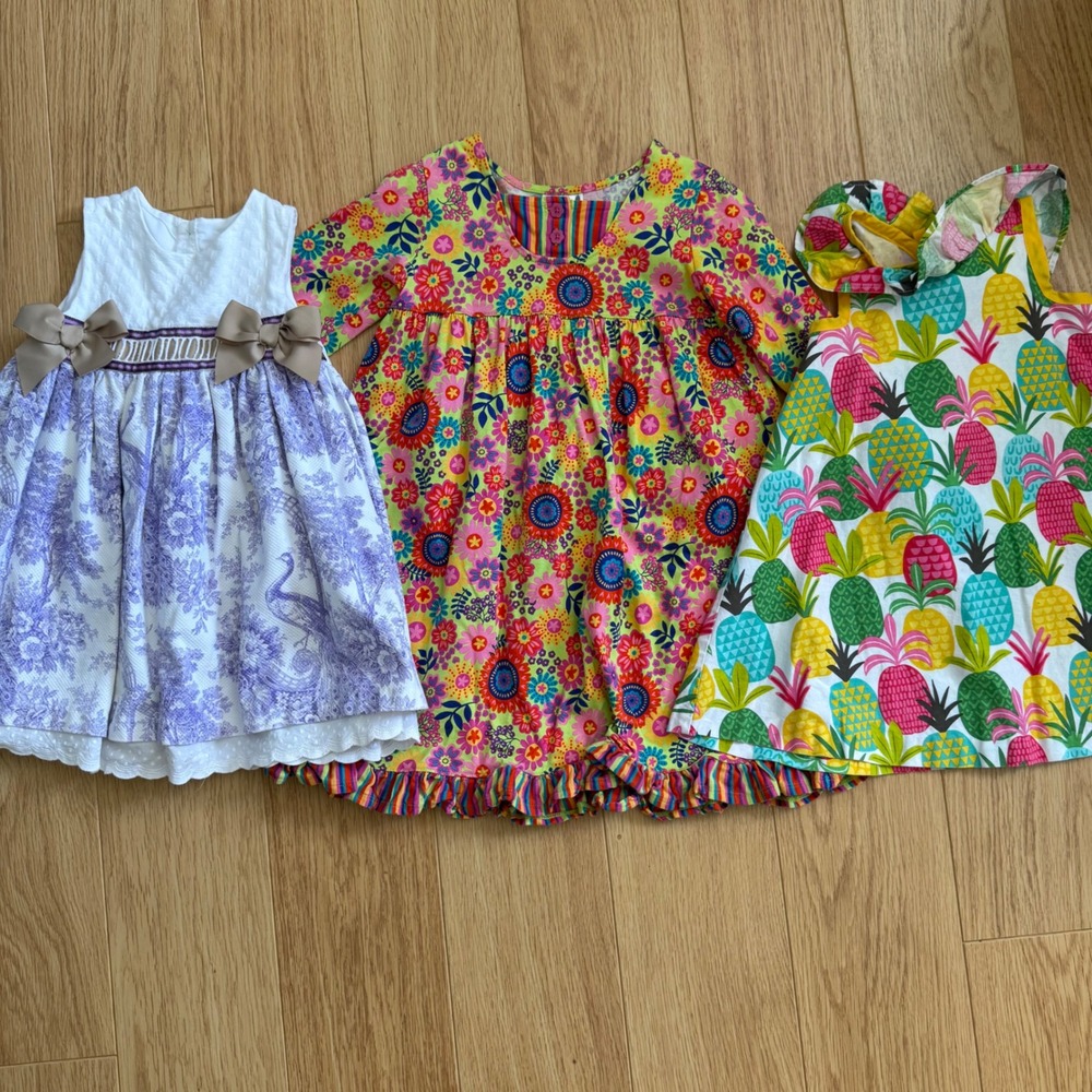 Hanna Andersson Bailey Boys 4T Purple Toile Peacock Floral Pineapple Ruffle